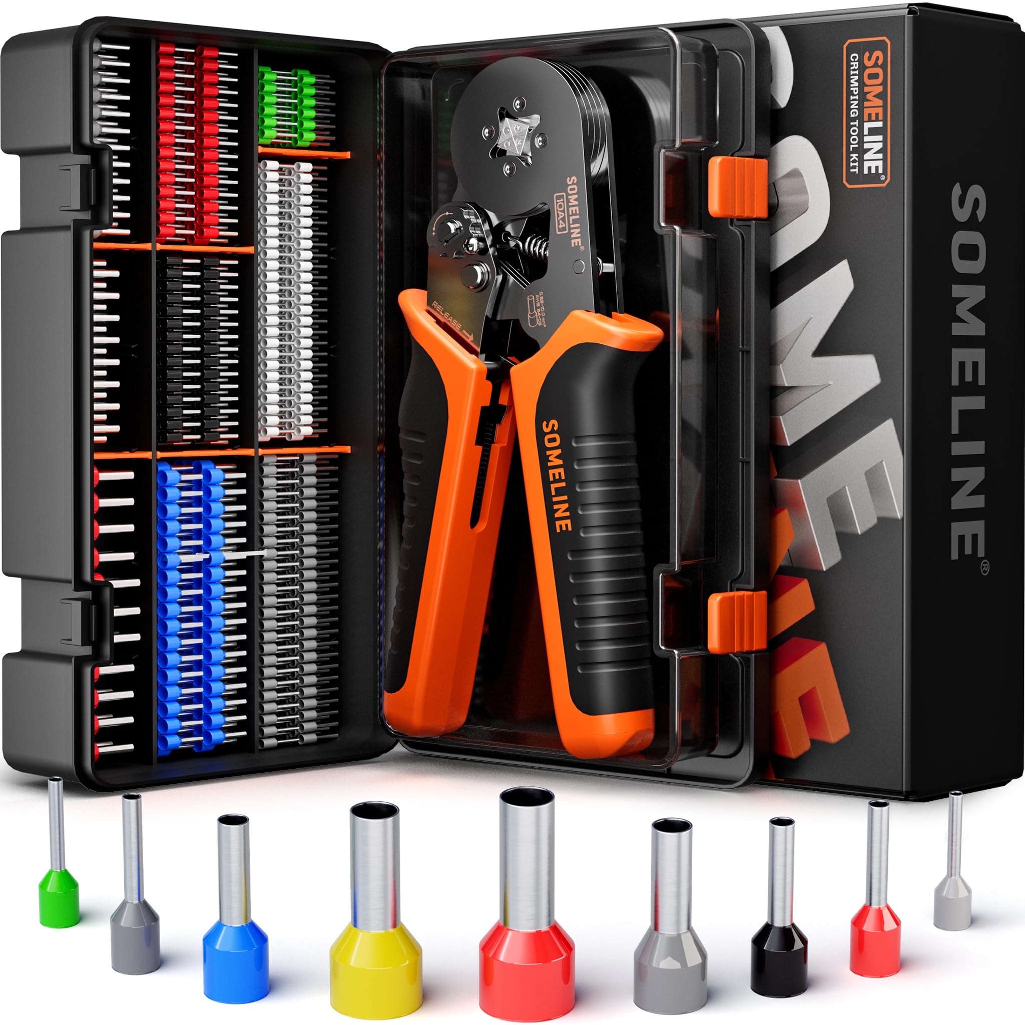 SOMELINE Ferrule Crimping Tool Set - 0.25-10mm² Pliers with 9 Ferrules