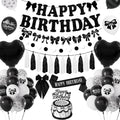 Black Bow Birthday Party Decoration Set with Banner & Balloons