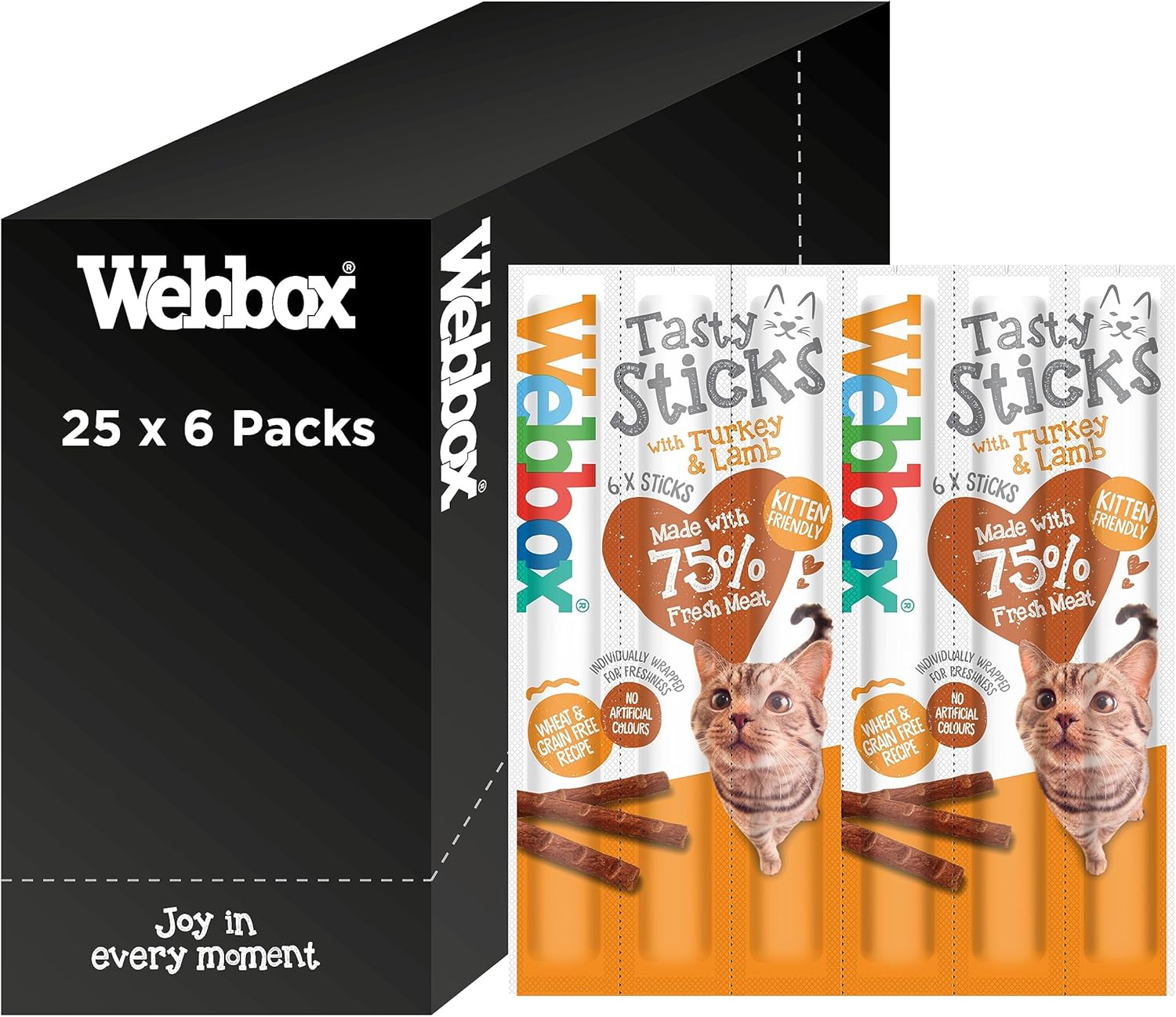 Webbox Tasty Sticks Cat Treats – Turkey & Lamb Grain Free (150 Sticks)