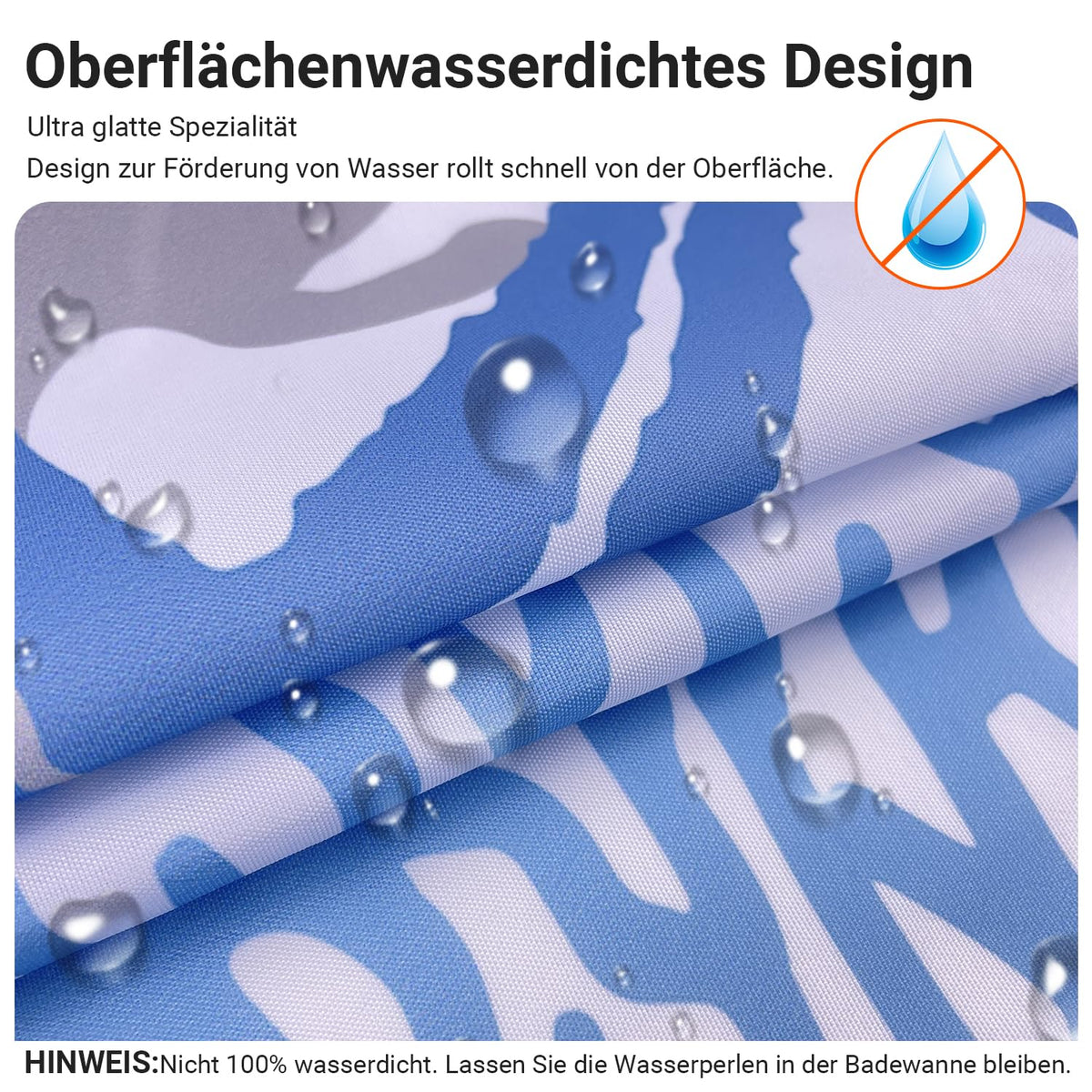 Lerores Shower Curtain 240 x 180 cm, Underwater Algae Anti-Mould Textile, Weighted Hem, Water-Repellent - image 2