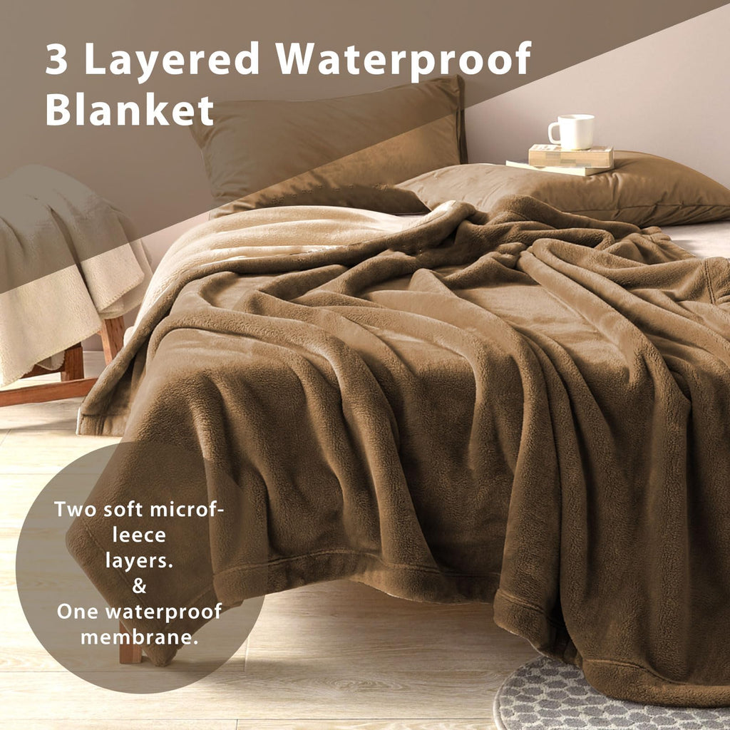 YISURE Waterproof Love Blanket for Bed Intimacy - Taupe Flannel 80x60
