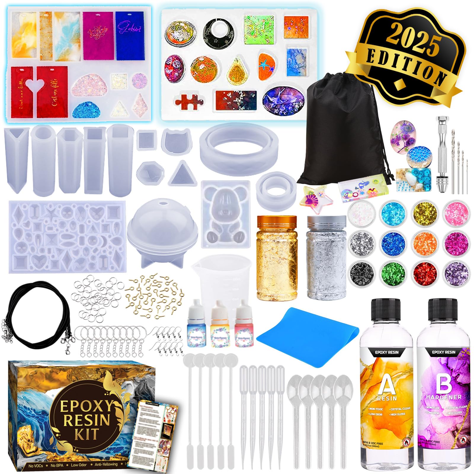 Zoncolor Epoxy Resin Jewelry Making Kit – 145pc Starter Set with Molds