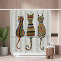 Jolof Store Folk Cat Shower Curtain – Mold Resistant Polyester 180x180cm