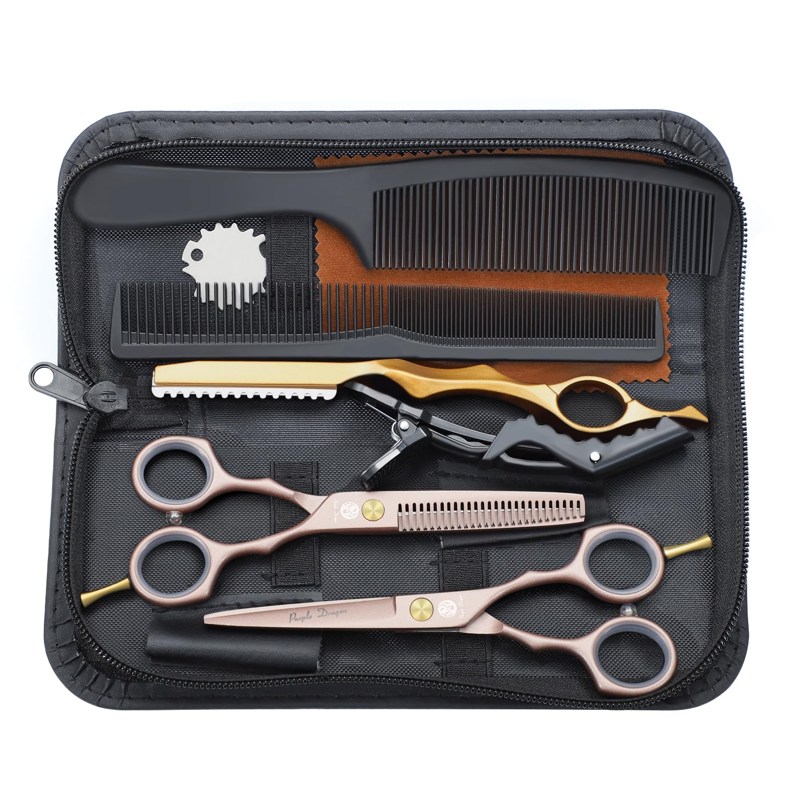 Purple Dragon 5.5" Rose Gold Hairdressing Scissors Set - 440C Stainless Steel
