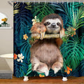 Jolof Store Sloth Shower Curtain – Waterproof Tropical Floral Decor