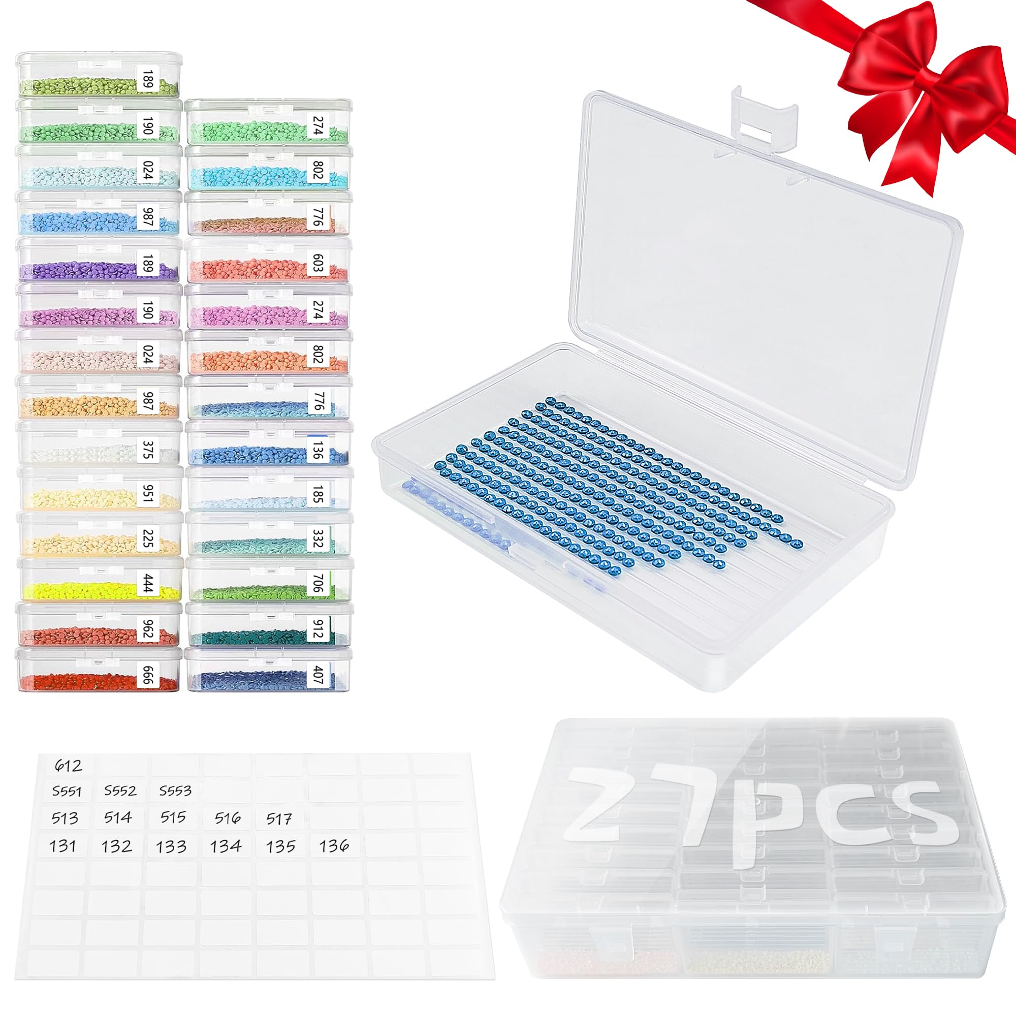 AIKUSICK 27pcs Diamond Painting Storage Containers | 2-in-1 Art Trays