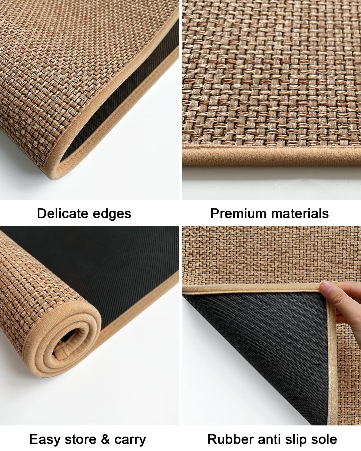Artnice Kitchen Rug Mat Set | Non-Slip Washable Absorbent Runner - Beige