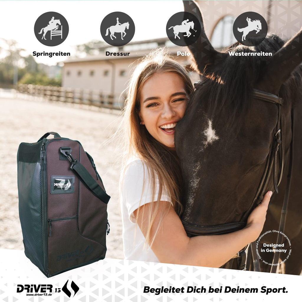 Driver13 Deluxe Riding Boot Bag with Helmet Compartment - Brown