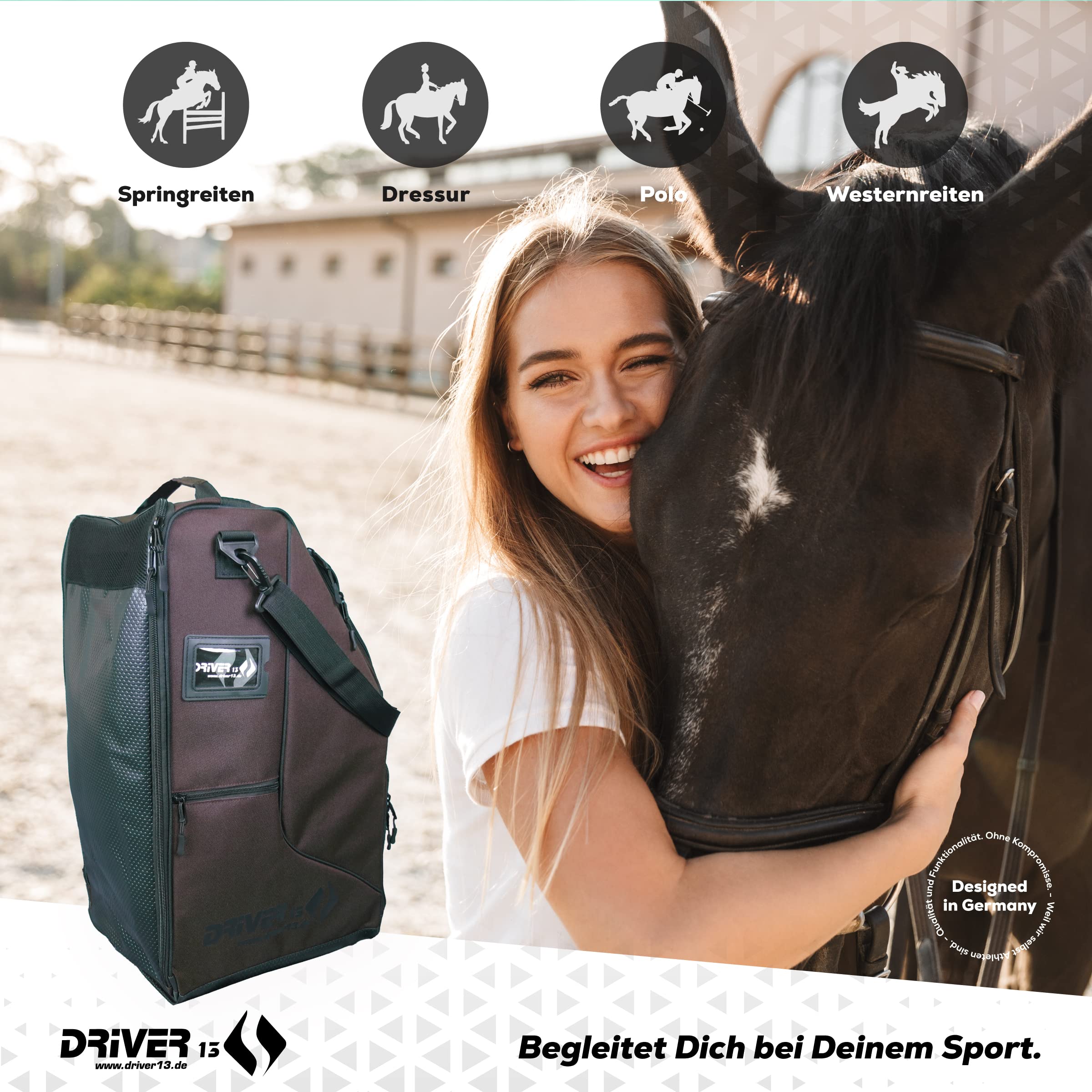 Driver13 Deluxe Riding Boot Bag with Helmet Compartment - Brown