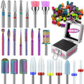 25Pcs Nail Drill Bits Set with Pink Holder & Sanding Bands