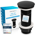 Bächlein Universal Pop Up Drain Valve for Washbasins - Matt Black Brass
