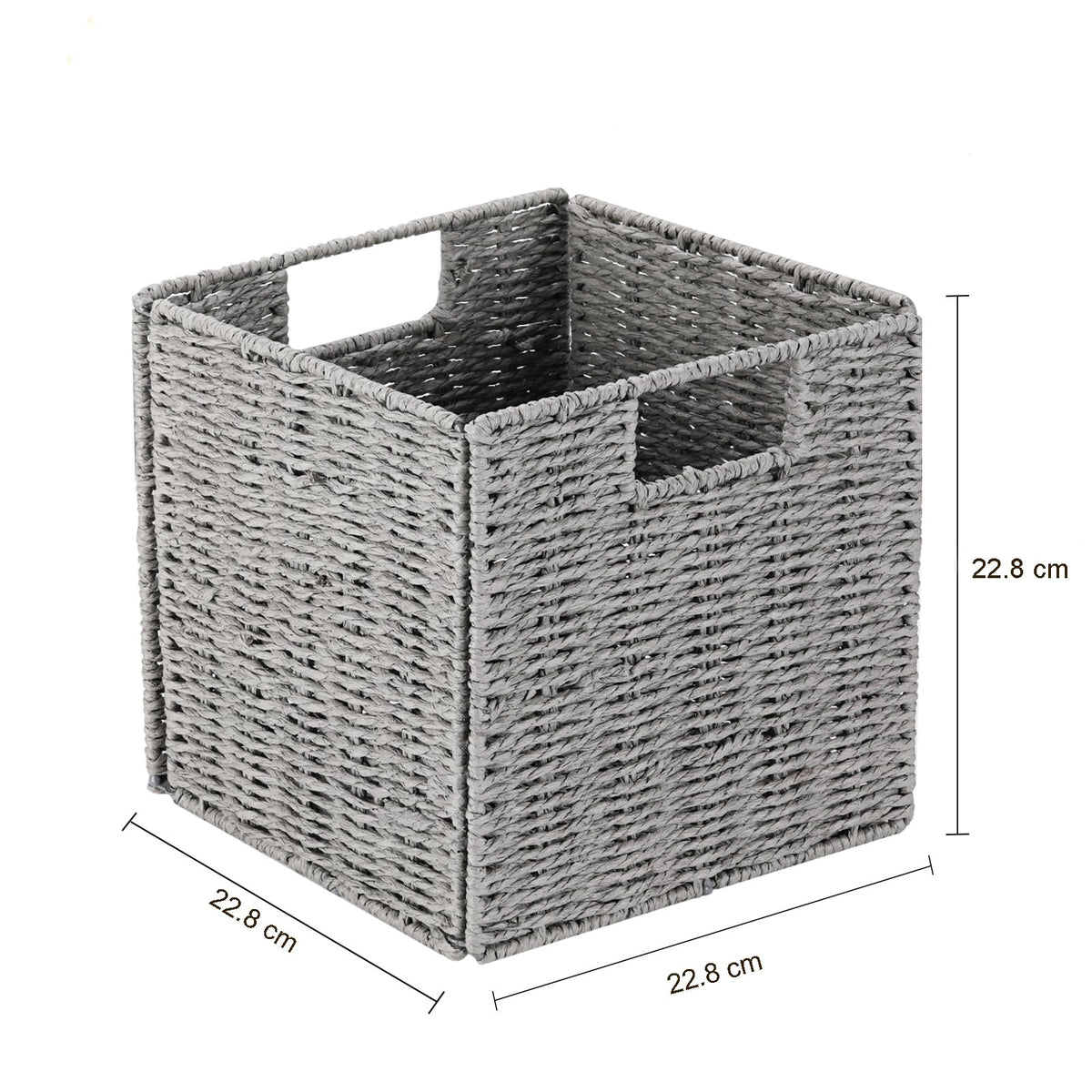 Vagusicc Wicker Storage Basket, Set of 2 Handwoven Wicker Basket for Storage, Foldable Storage Baskets Organizer Bins with Handles for Shelves - image 3