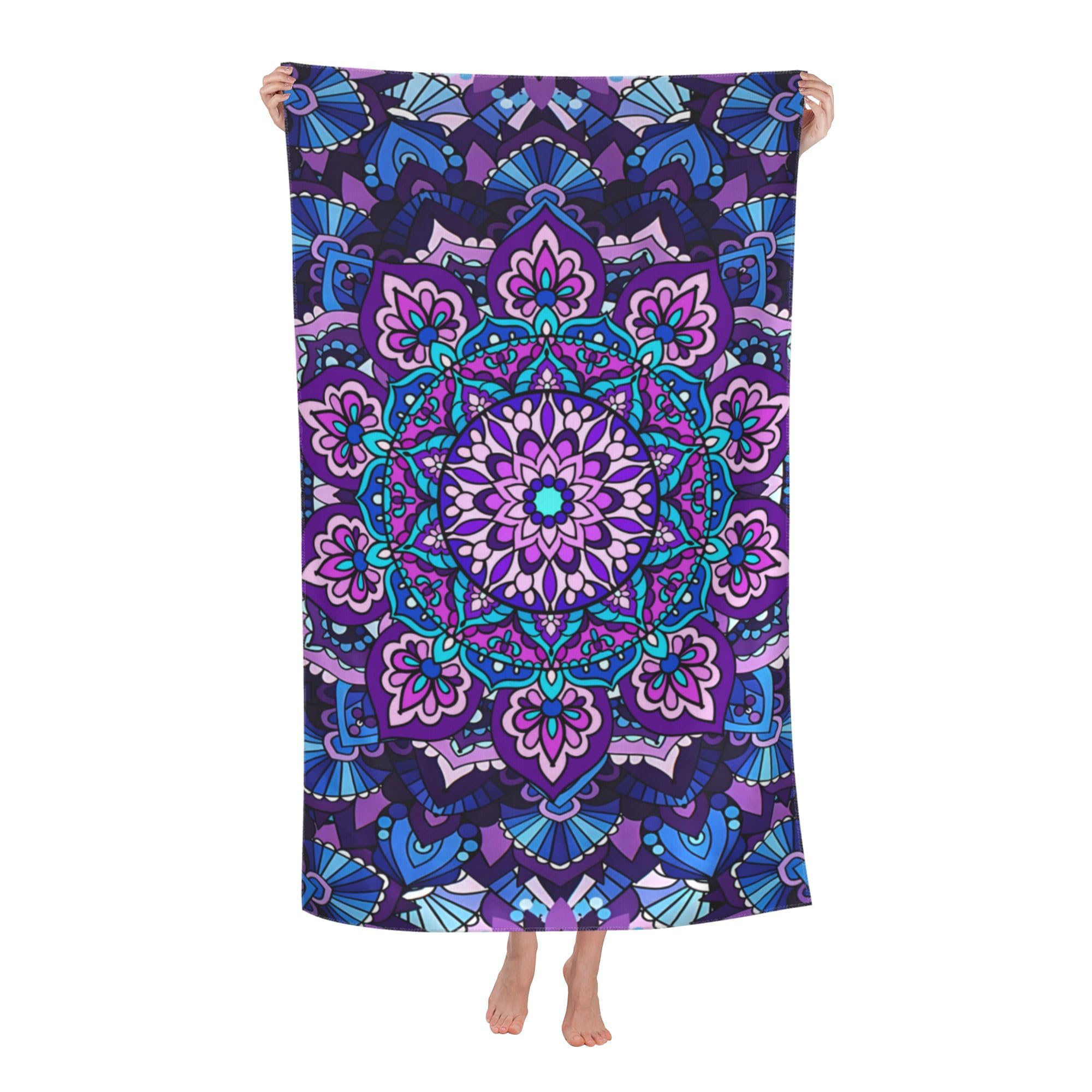 Jolof Store Microfibre Beach Towel – Purple Flowers Sand Free Quick Dry