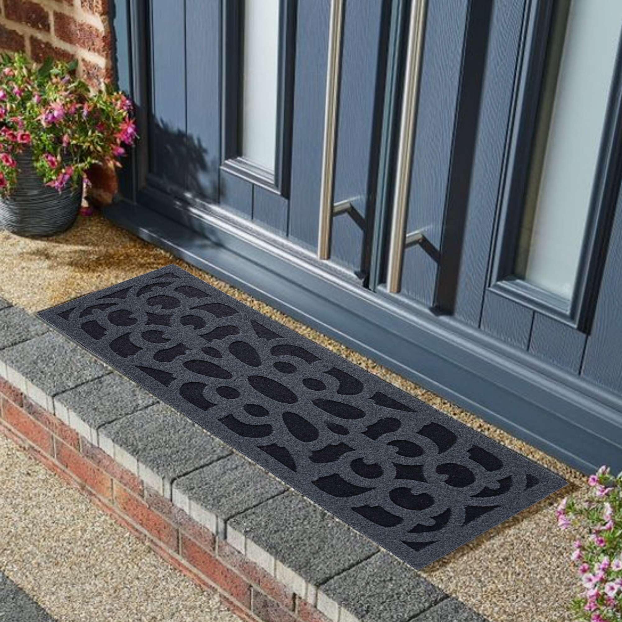 Nicoman Narrow Doormat – Victorian Recycled Rubber Heavy Duty Mat, 75x25cm