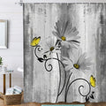 Jolof Store Rustic Farmhouse Shower Curtain – Gray Daisy Floral Polyester