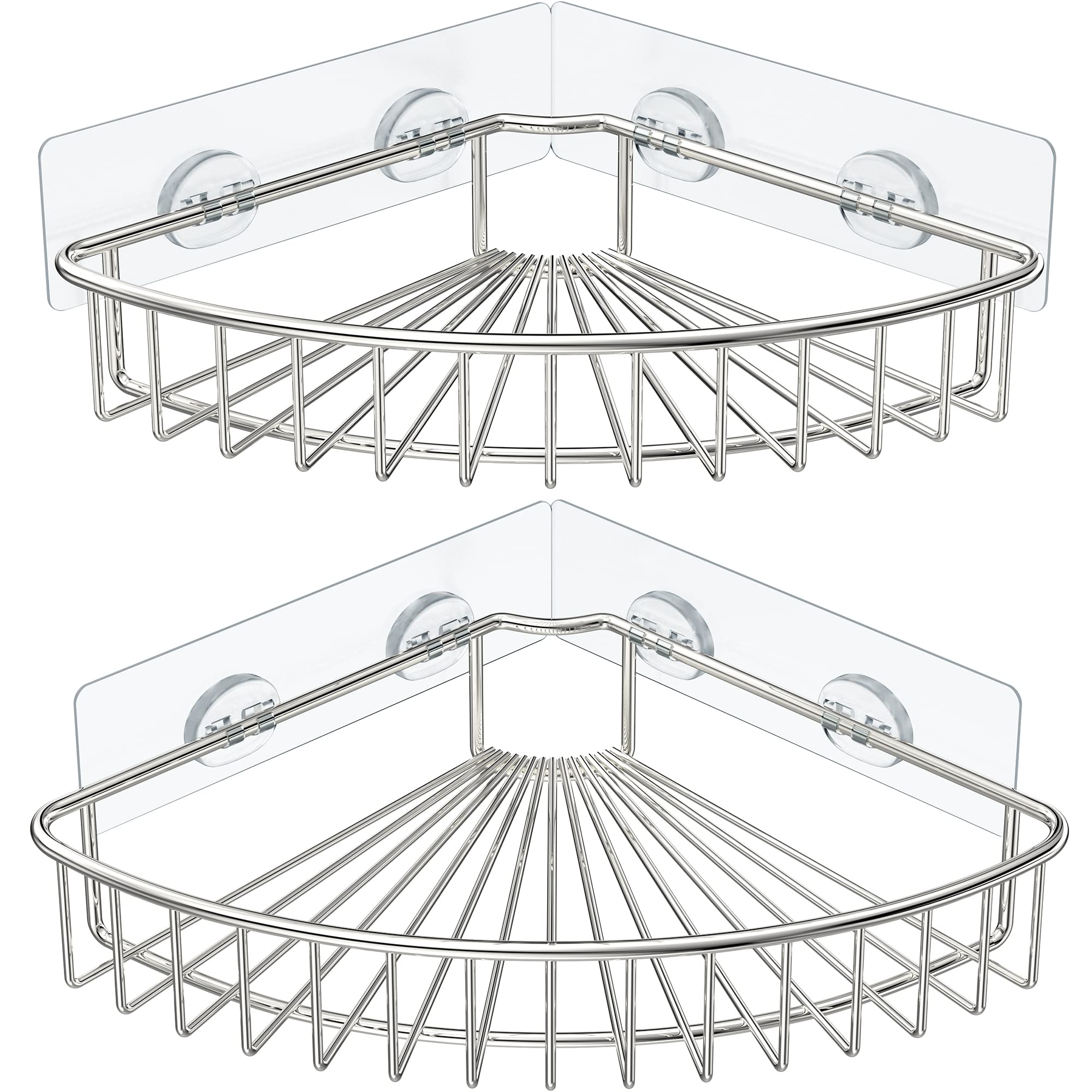 HEETA 2-Pack Corner Shower Caddy | SUS304 Stainless Steel Adhesive Shelf