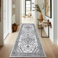 Enyhom Grey Washable Runner Rug | 80x200cm Non-Slip Boho Hallway Carpet