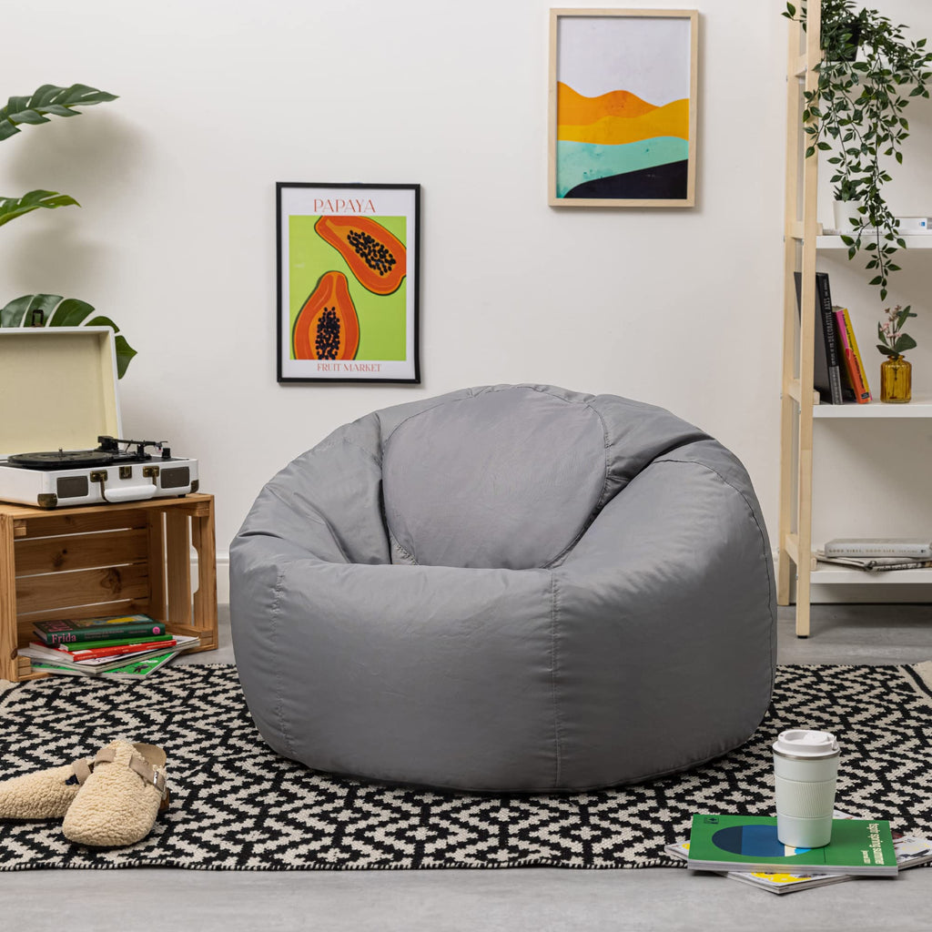 Bean Bag Bazaar Outdoor Bean Bag – Large Grey Water Resistant Floor Chair