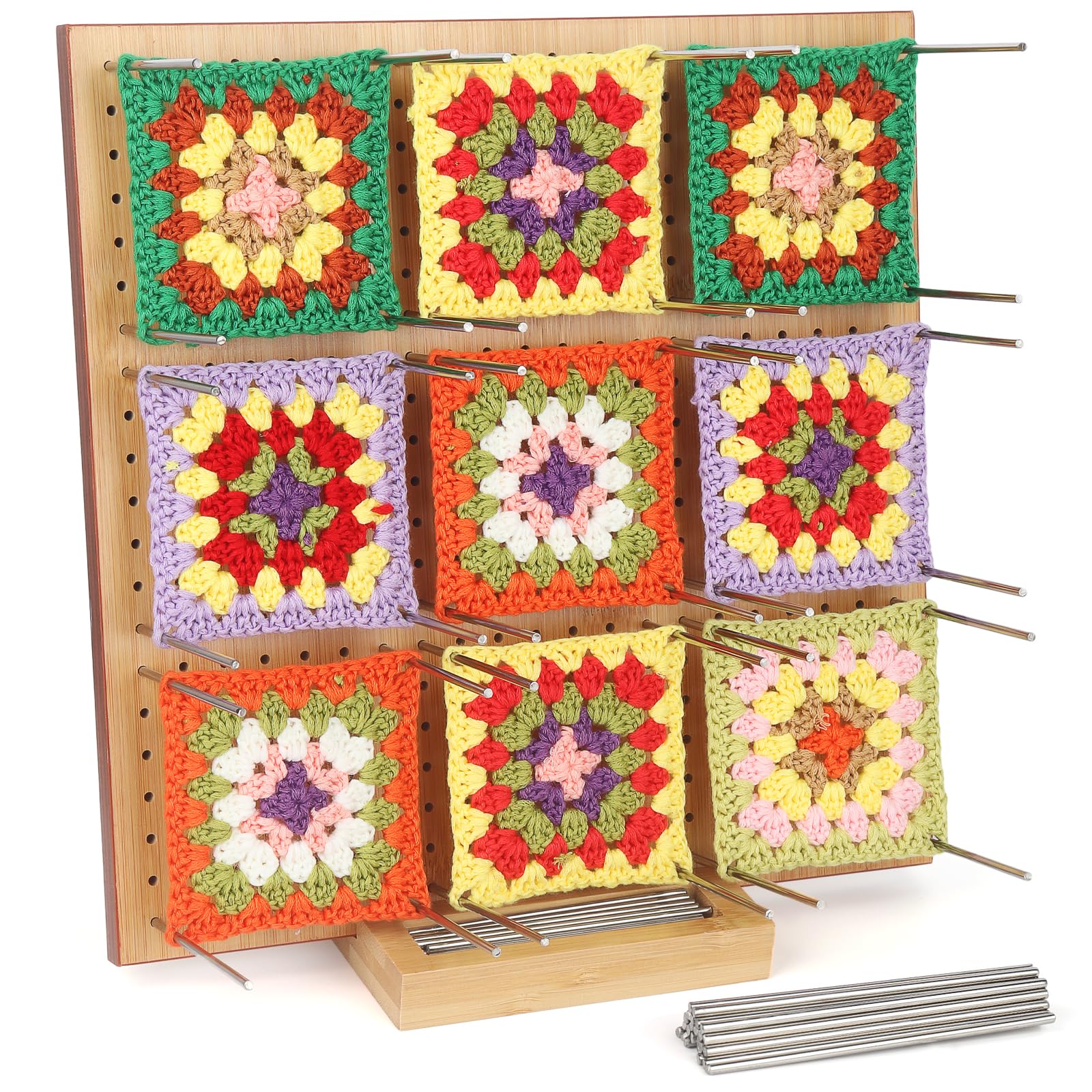 Coopay 11.4" Bamboo Crochet Blocking Board with 30 Pins for Granny Squares