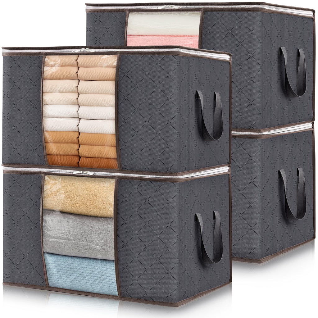 Lifewit 60L Clothes Storage Bags, Foldable Storage Box Moving Bags Wardrobe Storage Organiser Packing Boxes for Moving House with Clear Window for - image 1