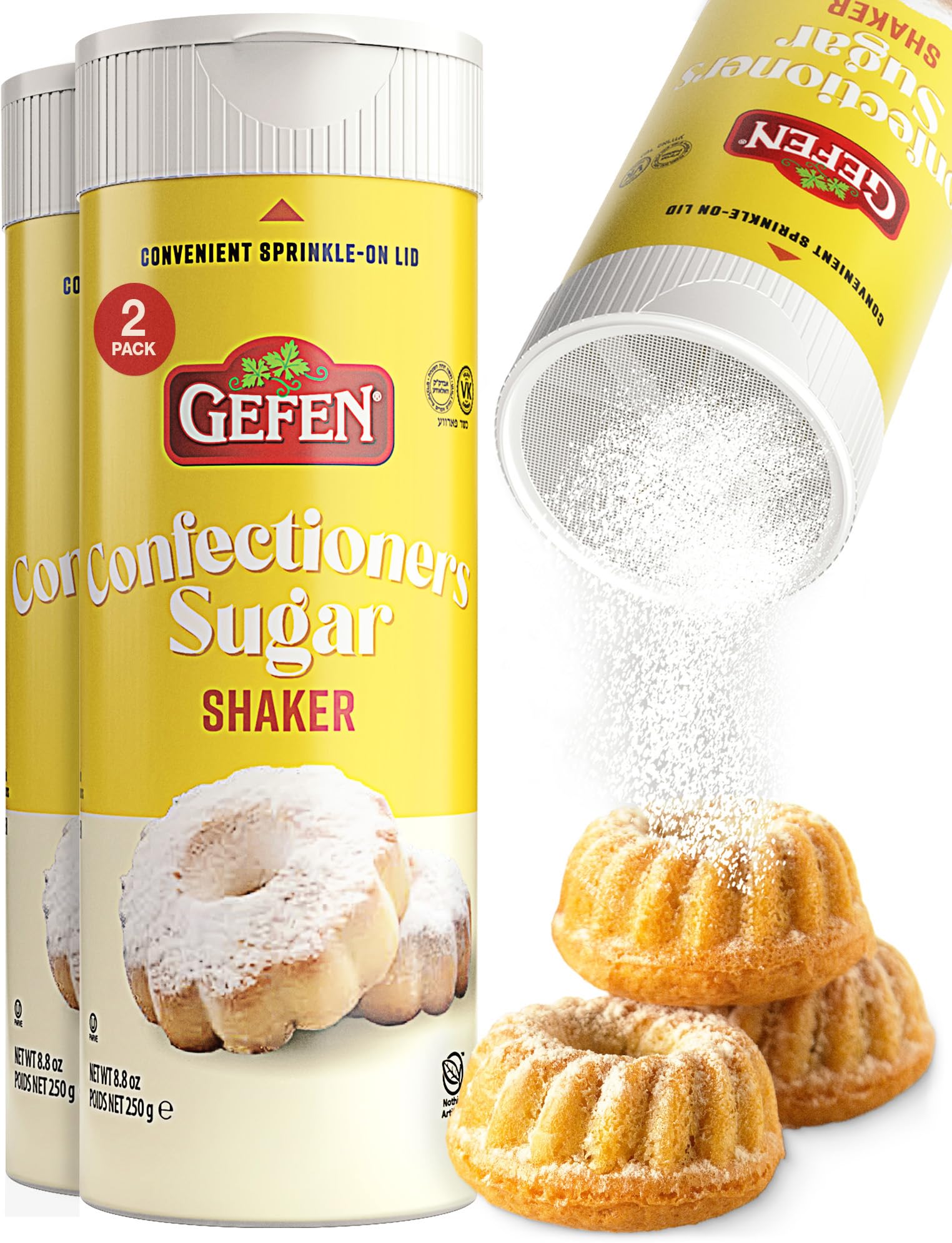 Gefen Confectioners Powdered Sugar Shaker, Gluten Free, 250g (2 Pack)