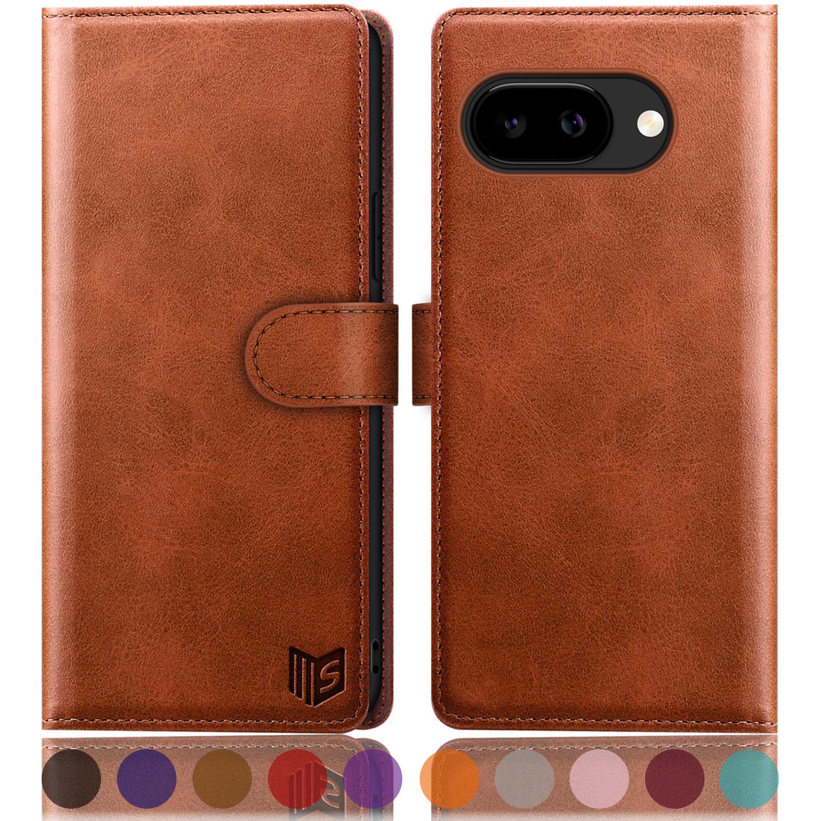 SUANPOT Google Pixel 9A Case – RFID Blocking Leather Wallet Folio Cover
