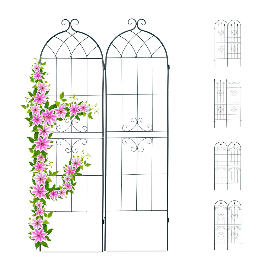 Relaxdays Metal Garden Trellis Set of 2 – 180x50cm Dark Green Lattice