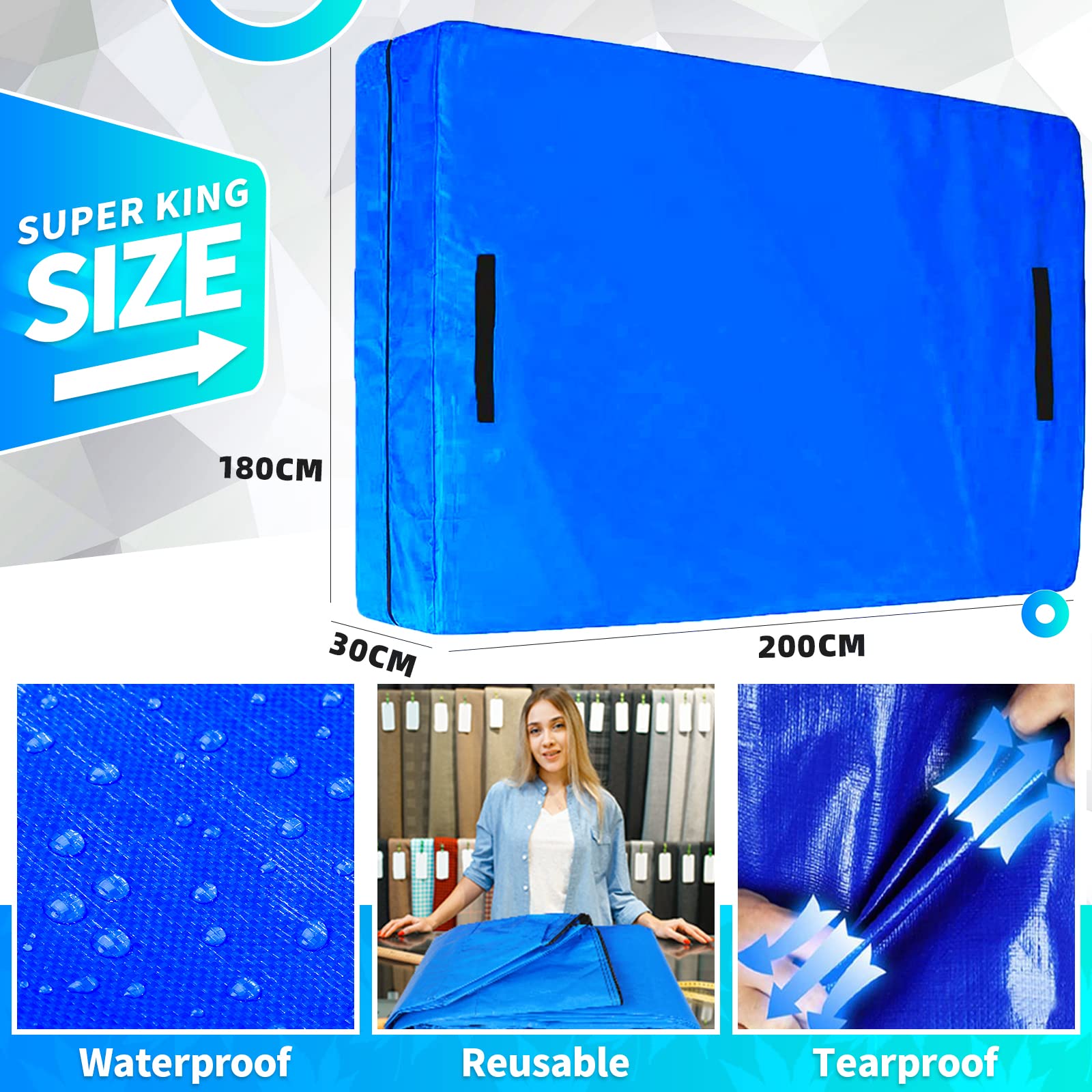 Aqiruk Super King Mattress Bag for Moving – Waterproof Heavy Duty Cover