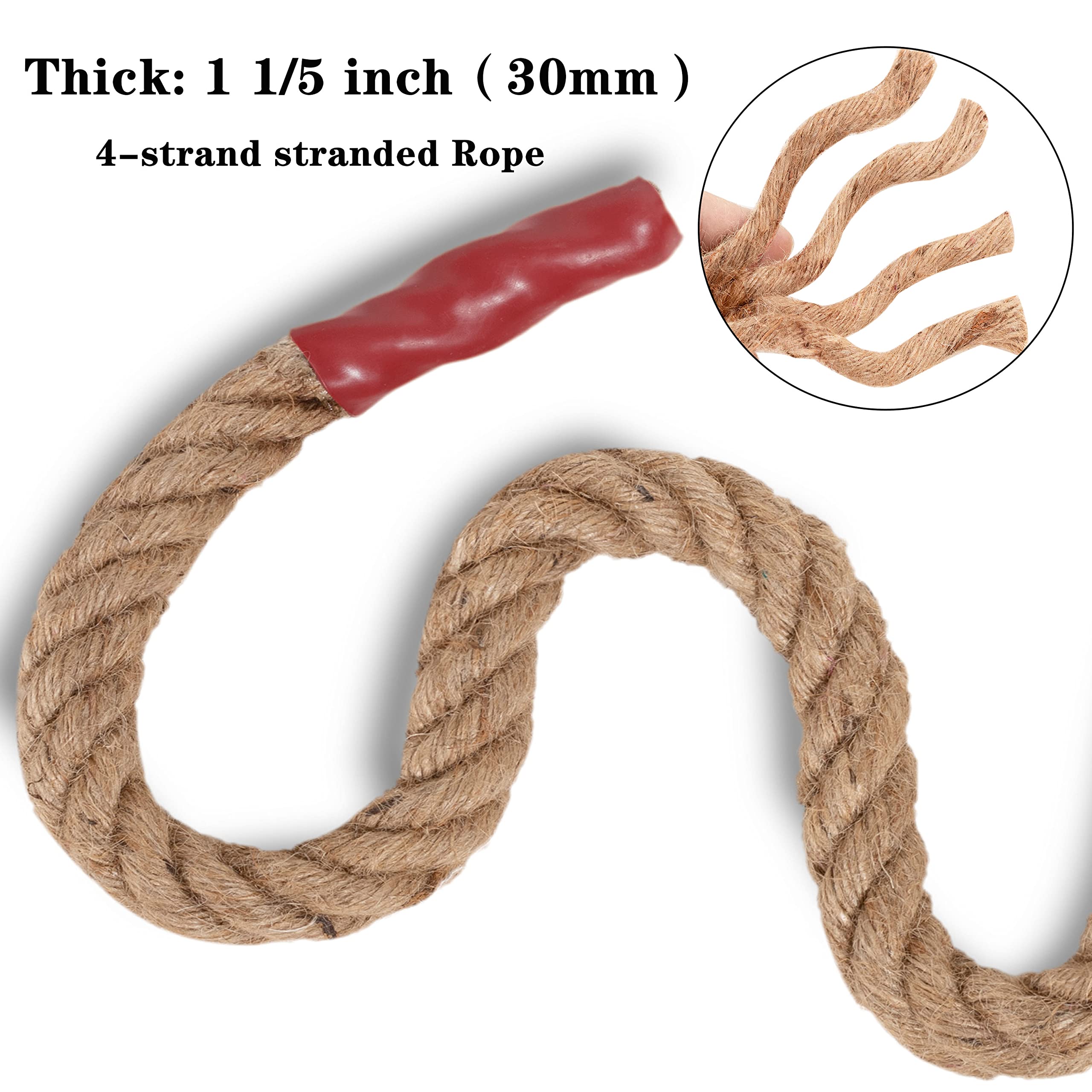 EMEKIAN 30mm Natural Jute Rope | 30M Heavy Duty 4-Strand Hemp Twine