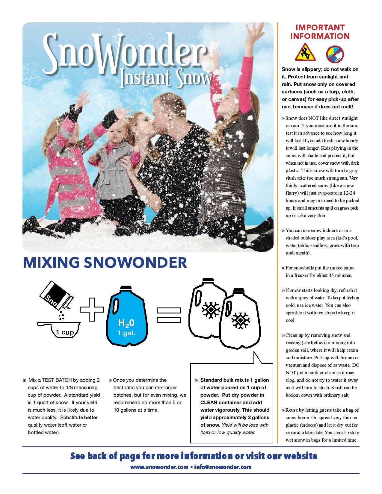 SnoWonder Instant Fake Snow for Cloud Slime and Decor - Makes 10 Gallons