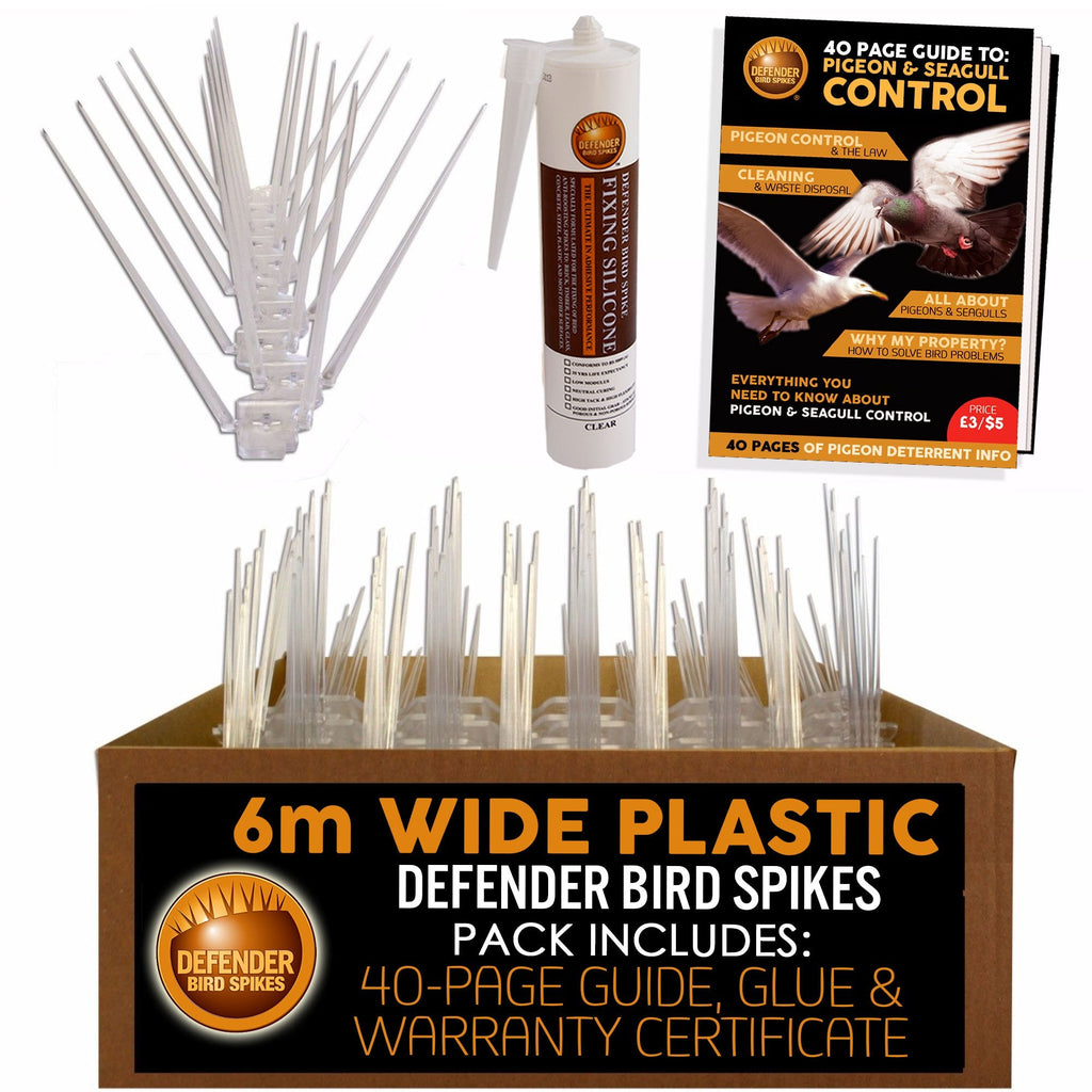 Defender Wide Plastic Bird Spikes - 6 Metre Pigeon Deterrent Kit