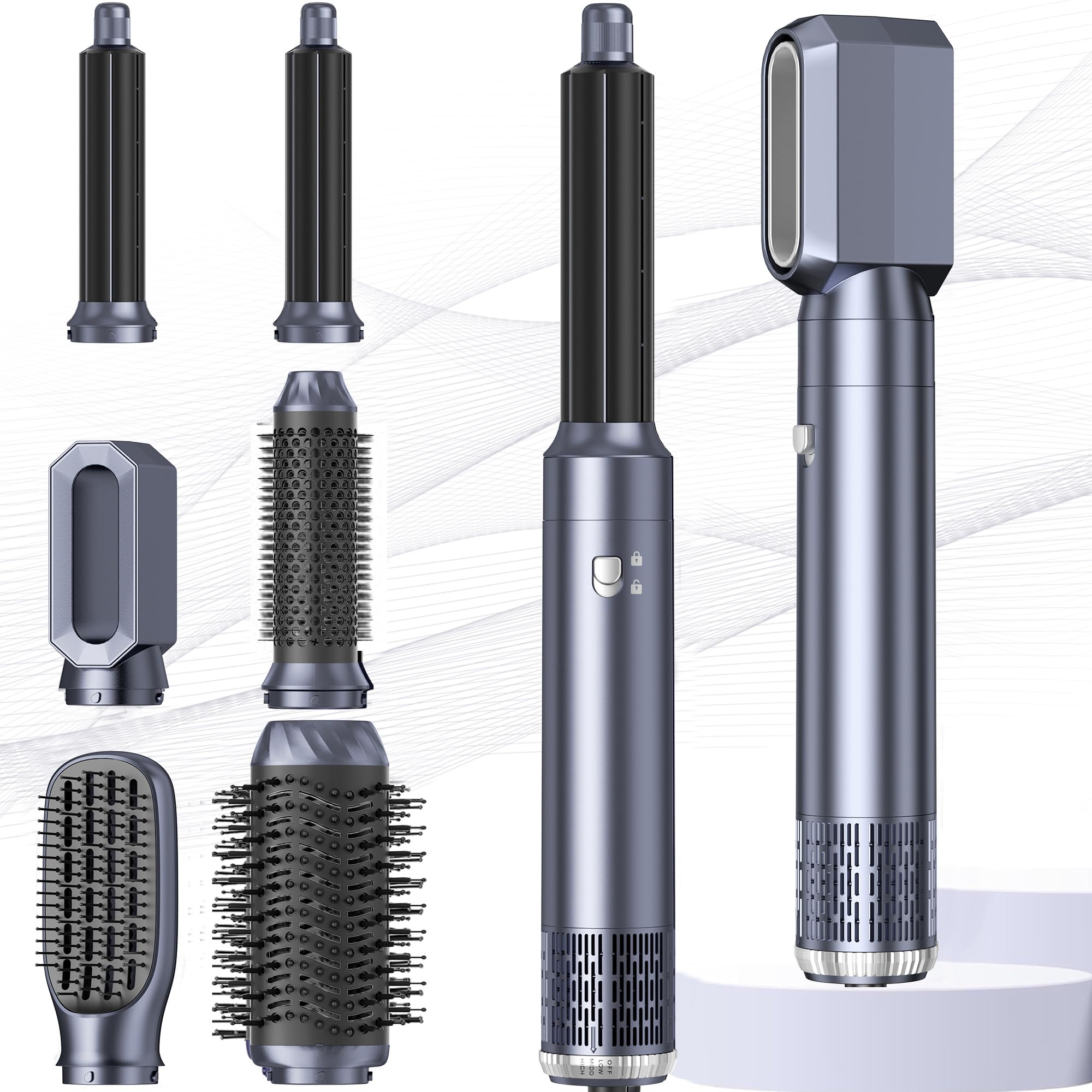 6-in-1 Air Styler | Ionic Hair Dryer Brush & Auto-Wrap Curler