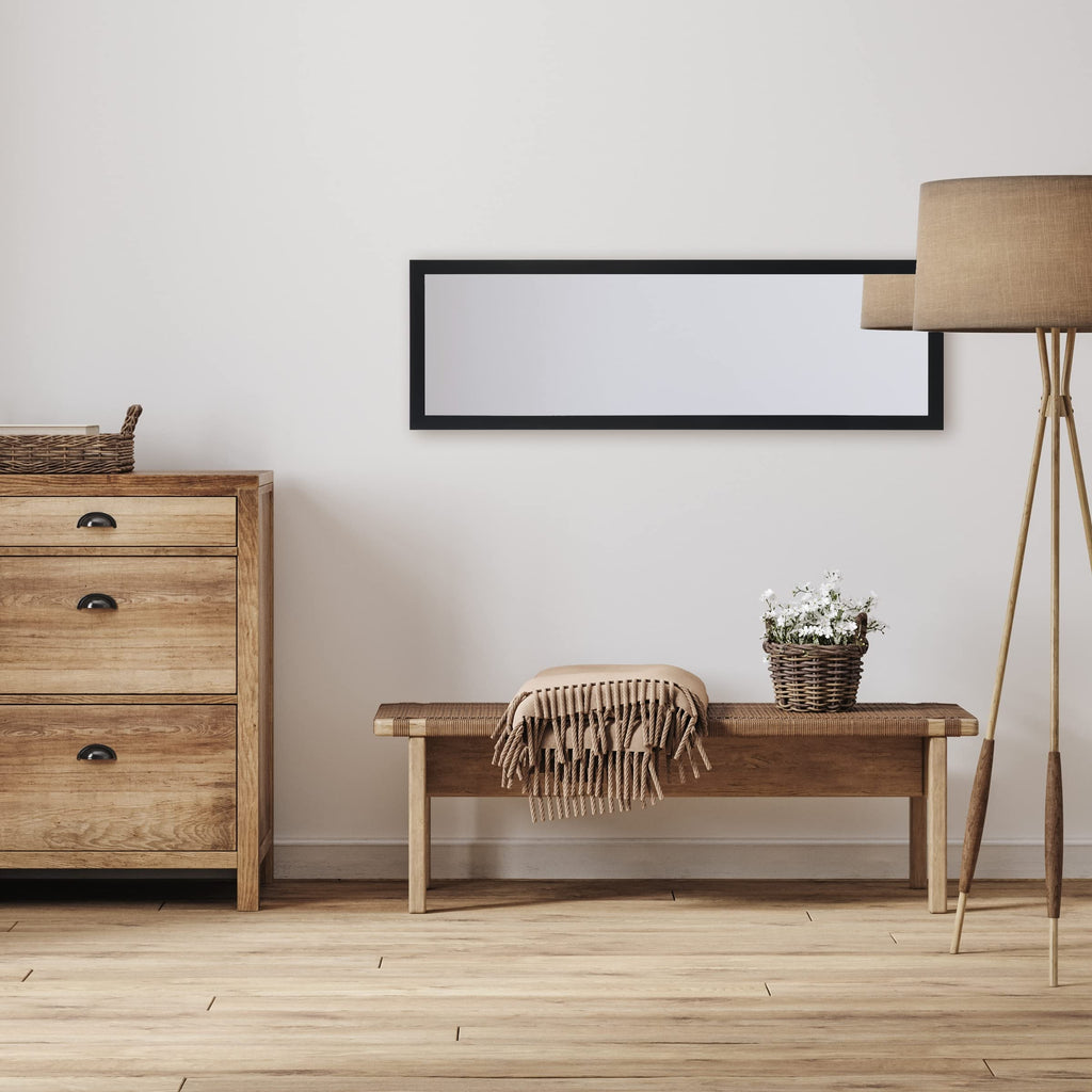Jolof Store Full Length Wooden Wall Mounted Mirror - Black - 35x110cm