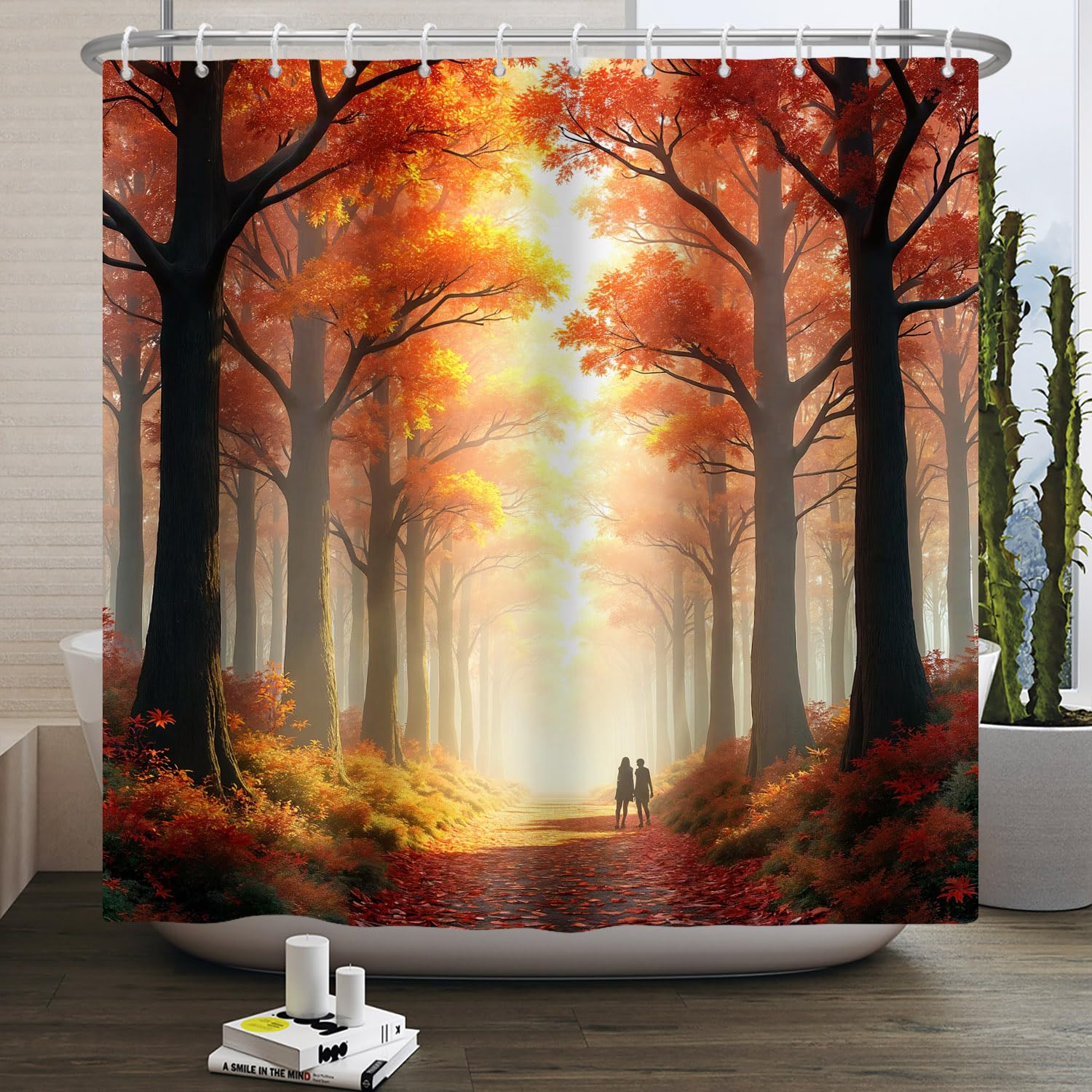 Jolof Store Autumn Forest Shower Curtain | Waterproof Polyester, 183x183cm