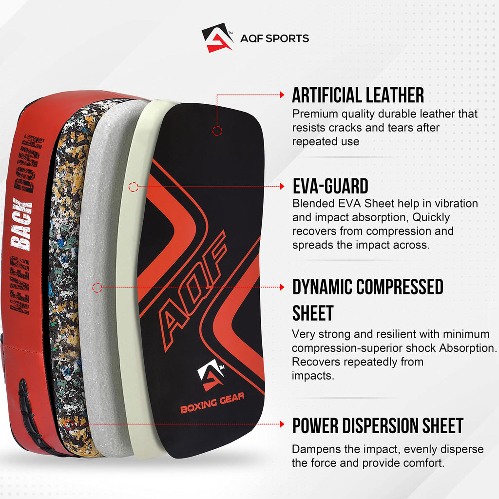 AQF Maya Hide Leather Curved Thai Kick Pads – MMA Strike Shield
