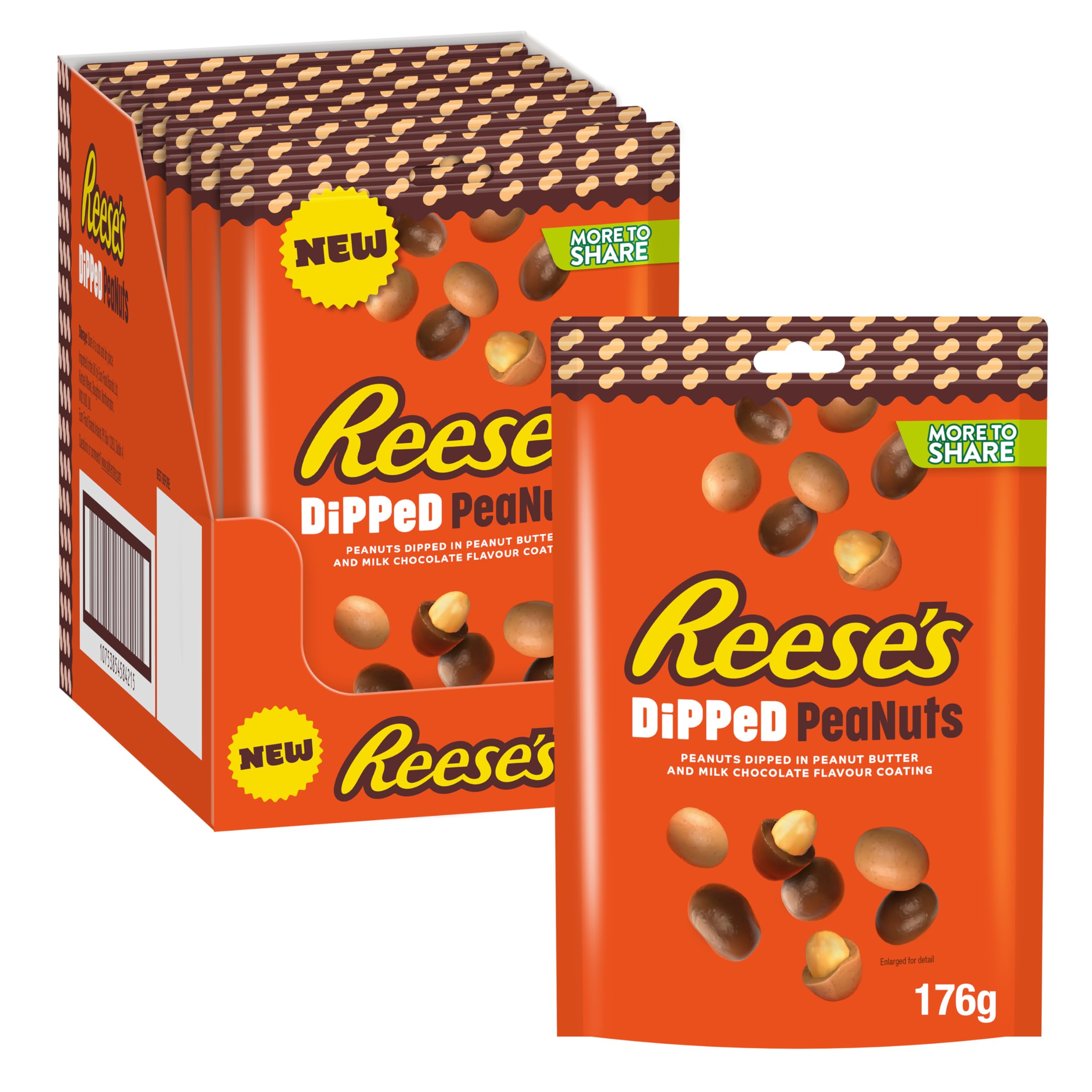 Reese's Dipped Peanuts – Chocolate Covered Peanut Snacks, 7 x 176g