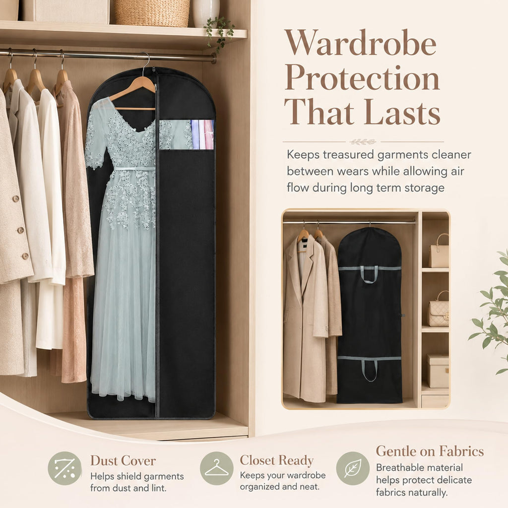 Dress Bags & Hanging Clothes Covers – 3 Pack 60x140cm Dustproof