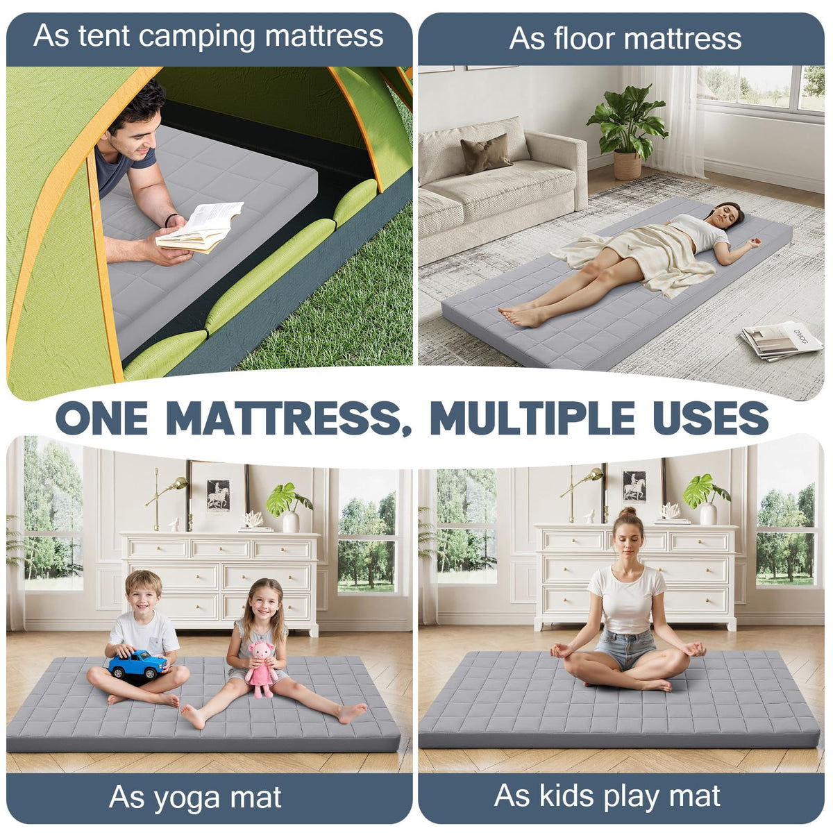 MeMoreCool Roll Up Floor Mattress Single 190x90cm, Light Grey - image 5