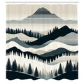 Abakuhaus Mid Century Mountain Shower Curtain – Waterproof Fabric Decor