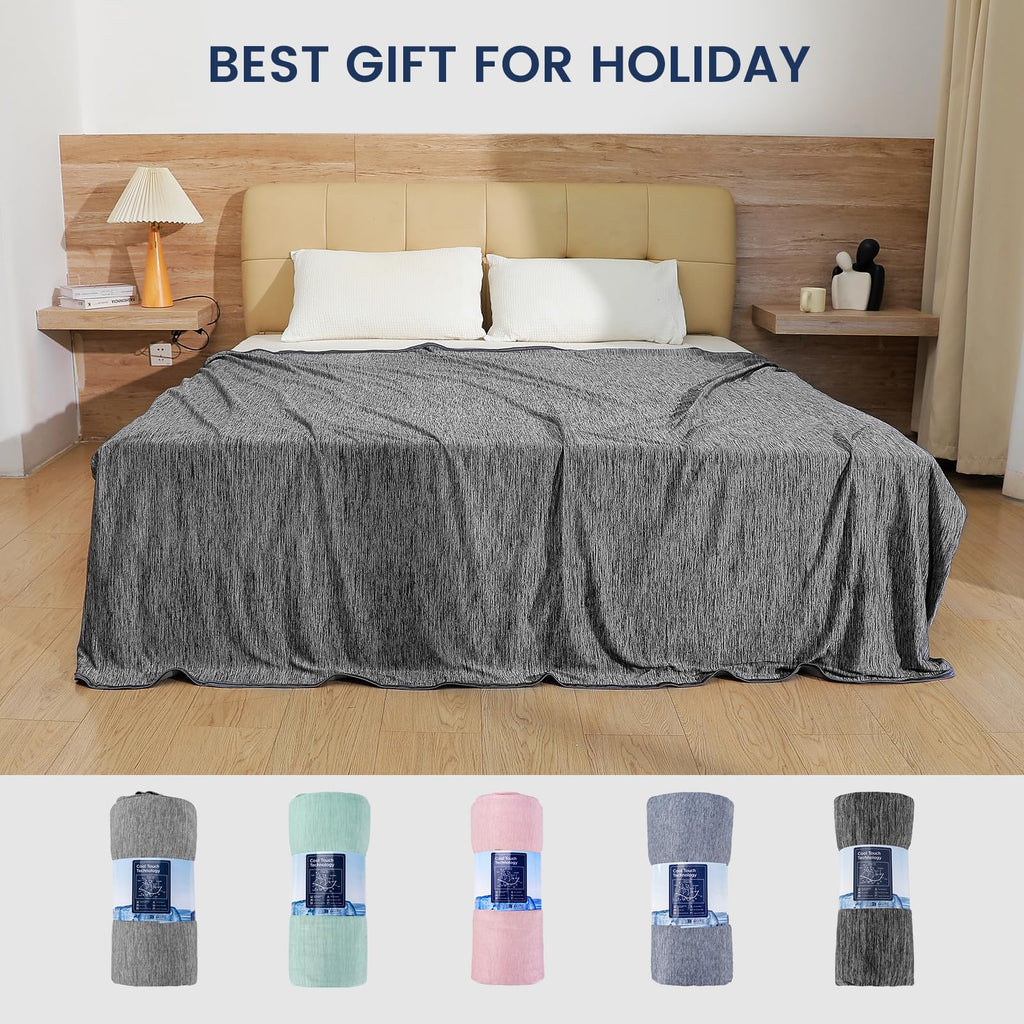 Danctec Cooling Blanket for Night Sweats | Lightweight Summer Throw, Grey