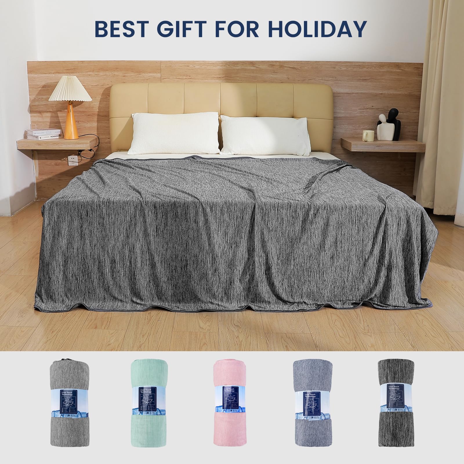 Danctec Cooling Blanket for Night Sweats | Lightweight Summer Throw, Grey
