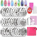 Biutee Nail Stamping Kit - 30 Round Plates with Stamper and Scraper Set