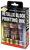 Essdee Metallic Block Printing Ink 3 Pack – Gold, Silver & Bronze (100ml)