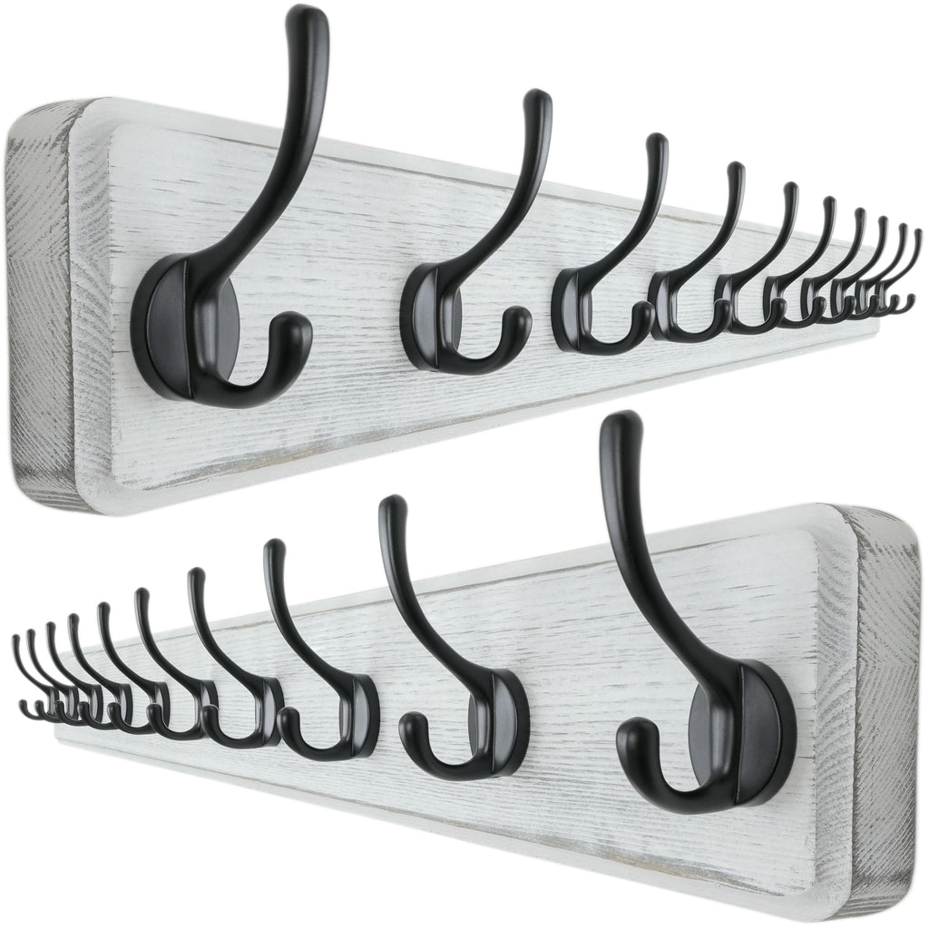 Dseap Heavy-Duty Wooden Wall Mounted Coat Rack - 97cm, 10 Hooks, 2 Pack