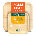 Eco Soul Palm Leaf Square Plates | 100 Pack Compostable Dinnerware Set
