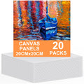 Koncci 20x20cm Painting Canvas 20 Pack | Acid-Free Cotton for Acrylic & Oil