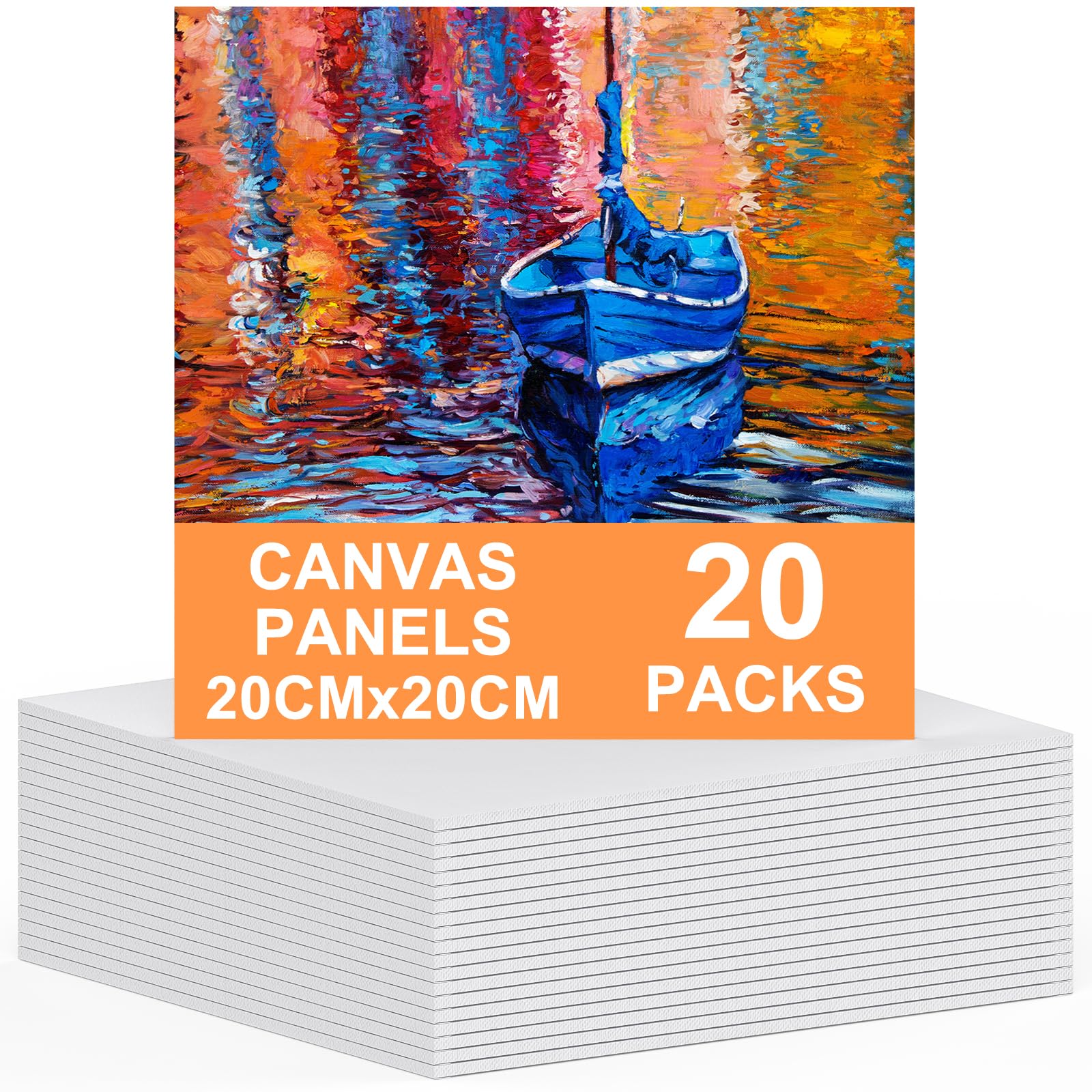 Koncci 20x20cm Painting Canvas 20 Pack | Acid-Free Cotton for Acrylic & Oil