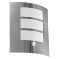 Eglo City Outdoor Motion Sensor Wall Light | Silver Stainless Steel IP44