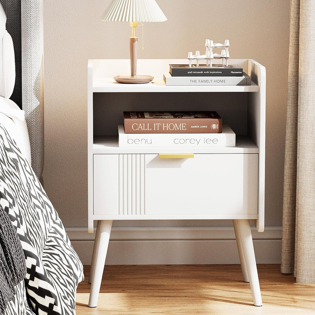 Bedside Table, Nightstand, Bed Side Table with Wood Decorated Drawers - image 1