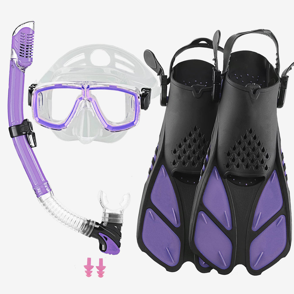 Adult Snorkeling Gear Set | Anti-Fog Mask, Dry Snorkel & Fins